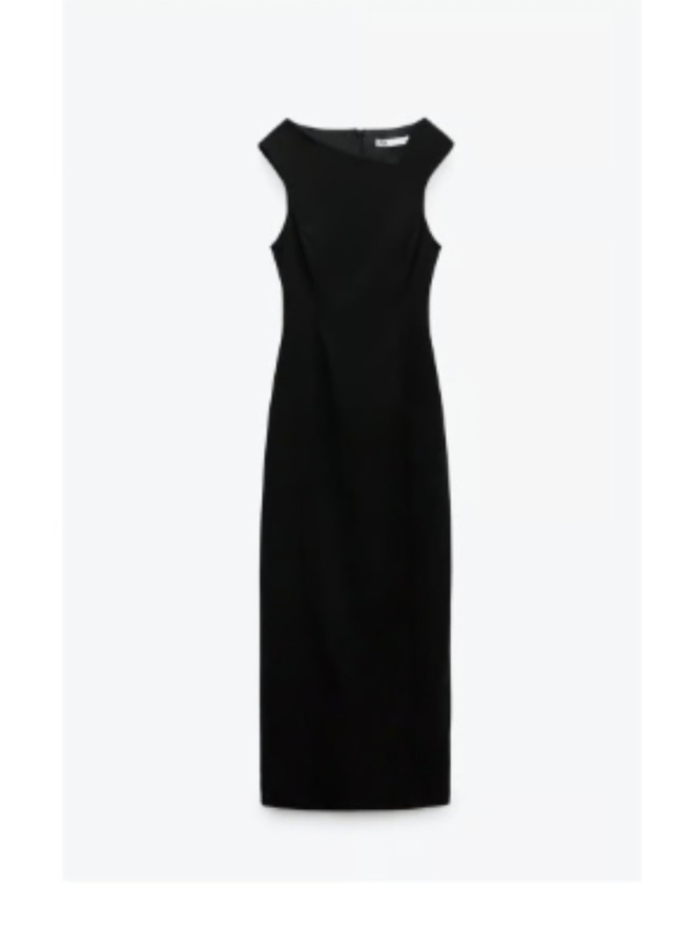 Zara black midi dress in L with side cut outs and asymmetric neck line New - Picture 5 of 16